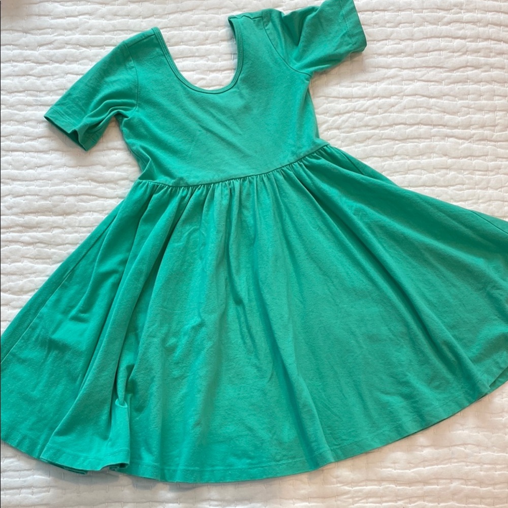 Alice+Ames Green Twirl Dress with Short Sleeves